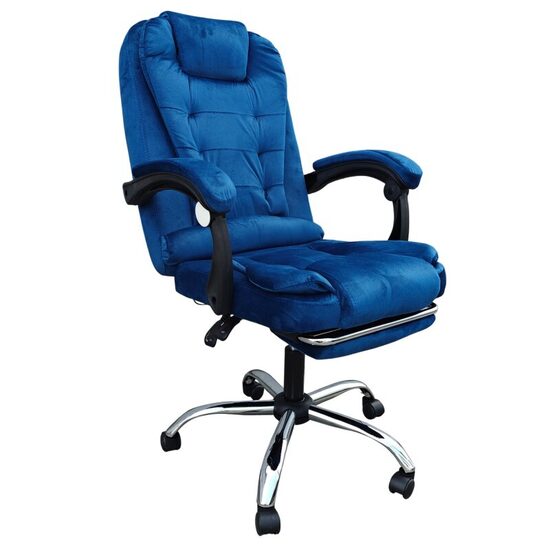 ''BOSS'' swivel chair with footrest and massager - BLUE VELVET